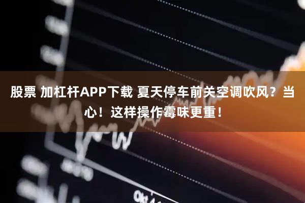 股票 加杠杆APP下载 夏天停车前关空调吹风？当心！这样操作霉味更重！